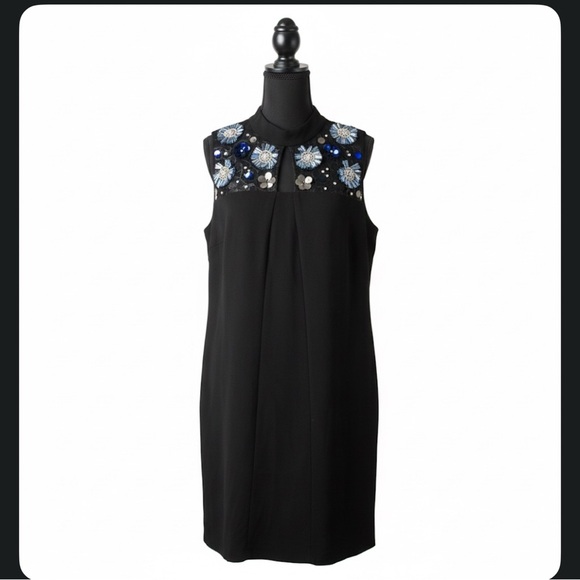 NWT Badgley Mischka Sequin Shift Dress Glamorous Holiday Core Party Mini Dress - Picture 2 of 6